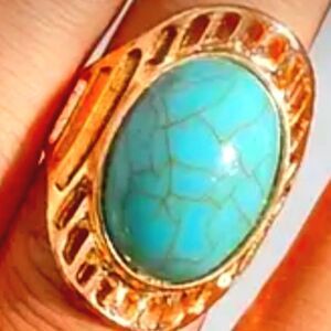 Hand crafted vintage bohemian turquoise ring unisex